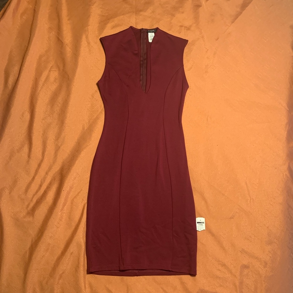 Kimcine Burgendy Dress Small Sleeveless Plunging Neckline